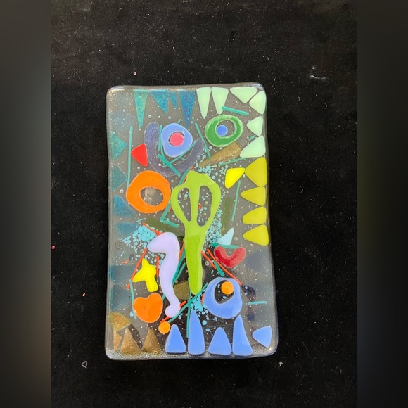 Seashore Memories “Original Fused Art Glass Handmade 8.5”x5”Rectangul… - Picture 2 of 10